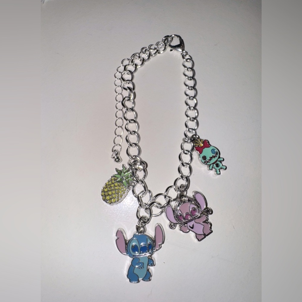 Handmade Lilo and Stitch Disney Charm Anklet/Bracelet - Silver